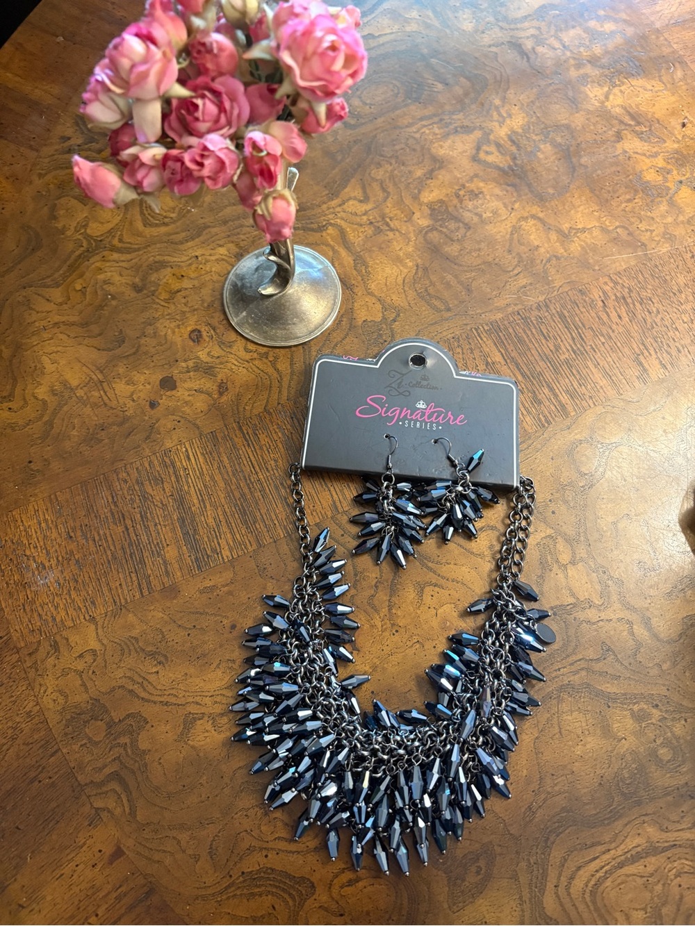 Black Statement Necklace and Earring Set